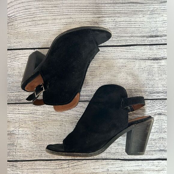 Frye Courtney Slingback black peep toe heeled sandals size 8 B - Picture 8 of 12